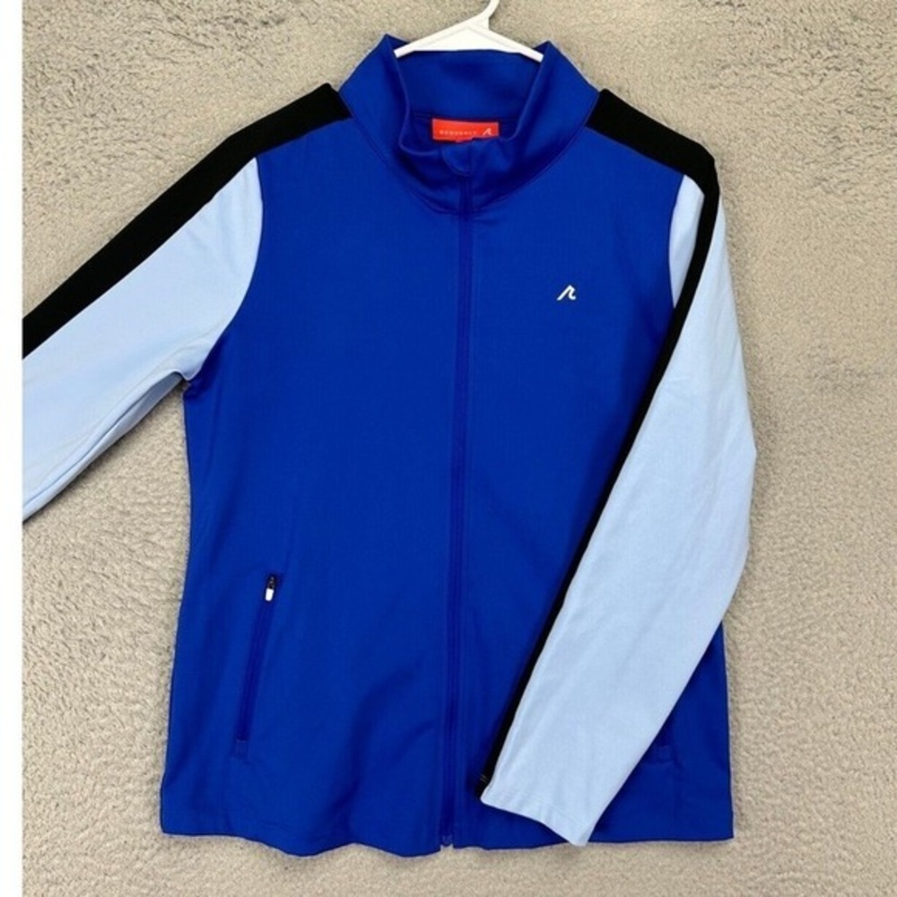 Redvanly Sweater Womens Large Blue Colorblock Full Zip Sweatshirt Golf Athletic